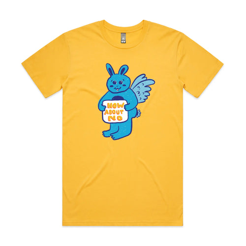 How About No Tee by Lonely Kids Club. All clothing from our T-shirts to our shorts and hoodies are ethically made, and printed packed and shipped from Sydney.