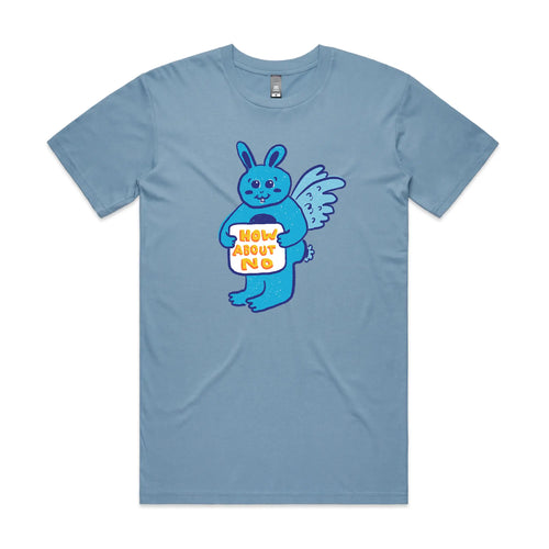 How About No Tee by Lonely Kids Club. All clothing from our T-shirts to our shorts and hoodies are ethically made, and printed packed and shipped from Sydney.