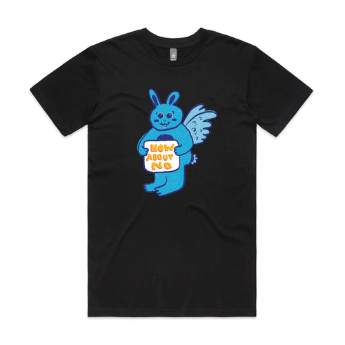 How About No Tee by Lonely Kids Club. All clothing from our T-shirts to our shorts and hoodies are ethically made, and printed packed and shipped from Sydney.