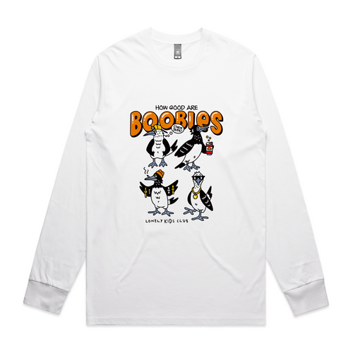 How Good Are Boobies Tee by Lonely Kids Club. All clothing from our T-shirts to our shorts and hoodies are ethically made, and printed packed and shipped from Sydney.