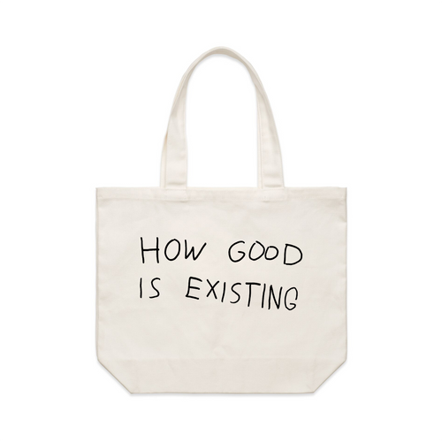 How Good Is Existing Tote by Lonely Kids Club. All clothing from our T-shirts to our shorts and hoodies are ethically made, and printed packed and shipped from Sydney.