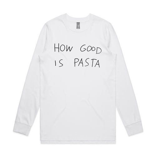 How Good Is Pasta Tee by Lonely Kids Club. All clothing from our T-shirts to our shorts and hoodies are ethically made, and printed packed and shipped from Sydney.
