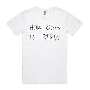 How Good Is Pasta Tee by Lonely Kids Club. All clothing from our T-shirts to our shorts and hoodies are ethically made, and printed packed and shipped from Sydney.