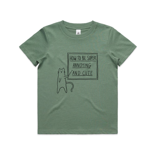 How To Be Annoying Kids Tee by Lonely Kids Club. All clothing from our T-shirts to our shorts and hoodies are ethically made, and printed packed and shipped from Sydney.