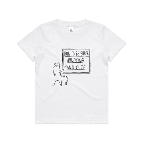 How To Be Annoying Kids Tee by Lonely Kids Club. All clothing from our T-shirts to our shorts and hoodies are ethically made, and printed packed and shipped from Sydney.