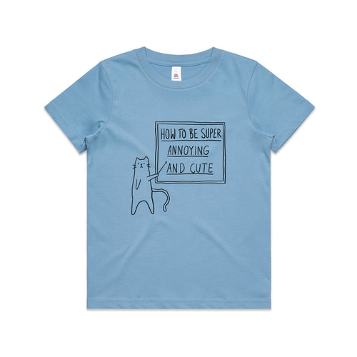 How To Be Annoying Kids Tee by Lonely Kids Club. All clothing from our T-shirts to our shorts and hoodies are ethically made, and printed packed and shipped from Sydney.