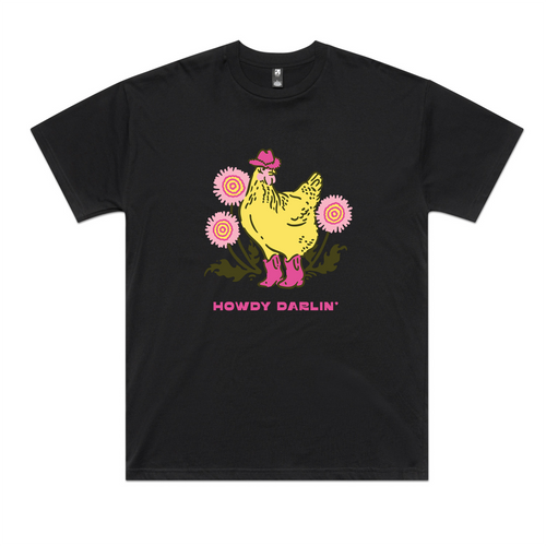 Howdy Darlin' Oversized Tee by Lonely Kids Club. All clothing from our T-shirts to our shorts and hoodies are ethically made, and printed packed and shipped from Sydney.