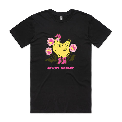 Howdy Darlin' Tee by Lonely Kids Club. All clothing from our T-shirts to our shorts and hoodies are ethically made, and printed packed and shipped from Sydney.