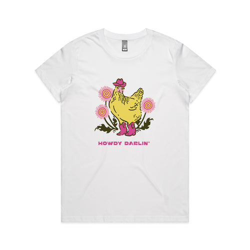 Howdy Darlin' Tee by Lonely Kids Club. All clothing from our T-shirts to our shorts and hoodies are ethically made, and printed packed and shipped from Sydney.