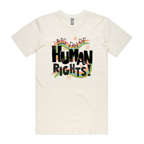 Human Rights Tee by Lonely Kids Club. All clothing from our T-shirts to our shorts and hoodies are ethically made, and printed packed and shipped from Sydney.