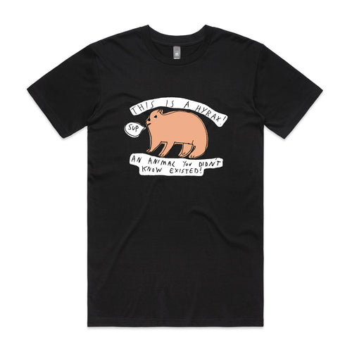 Hyrax Tee by Lonely Kids Club. All clothing from our T-shirts to our shorts and hoodies are ethically made, and printed packed and shipped from Sydney.