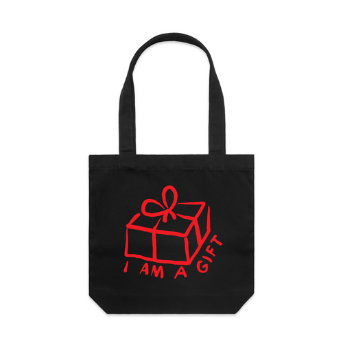 I Am A Gift Tote by Lonely Kids Club. All clothing from our T-shirts to our shorts and hoodies are ethically made, and printed packed and shipped from Sydney.