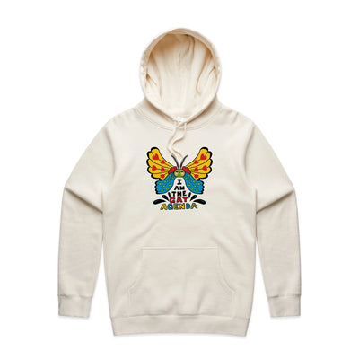 I Am The Gay Agenda Hoodie by Lonely Kids Club. All clothing from our T-shirts to our shorts and hoodies are ethically made, and printed packed and shipped from Sydney.