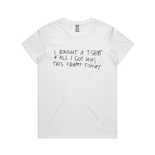 I Bought A T-Shirt Tee by Lonely Kids Club. All clothing from our T-shirts to our shorts and hoodies are ethically made, and printed packed and shipped from Sydney.