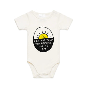 I Do Not Am Baby Onesie by Lonely Kids Club. All clothing from our T-shirts to our shorts and hoodies are ethically made, and printed packed and shipped from Sydney.