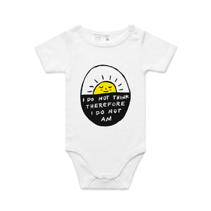 I Do Not Am Baby Onesie by Lonely Kids Club. All clothing from our T-shirts to our shorts and hoodies are ethically made, and printed packed and shipped from Sydney.