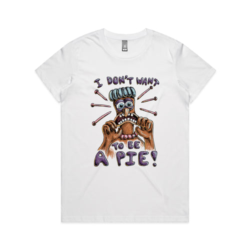 I Don't Want To Be A Pie Tee by Lonely Kids Club. All clothing from our T-shirts to our shorts and hoodies are ethically made, and printed packed and shipped from Sydney.