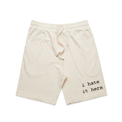 I Hate It Here Shorts by Lonely Kids Club. All clothing from our T-shirts to our shorts and hoodies are ethically made, and printed packed and shipped from Sydney.
