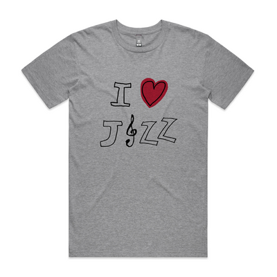 I Heart Jazz Tee by Lonely Kids Club. All clothing from our T-shirts to our shorts and hoodies are ethically made, and printed packed and shipped from Sydney.