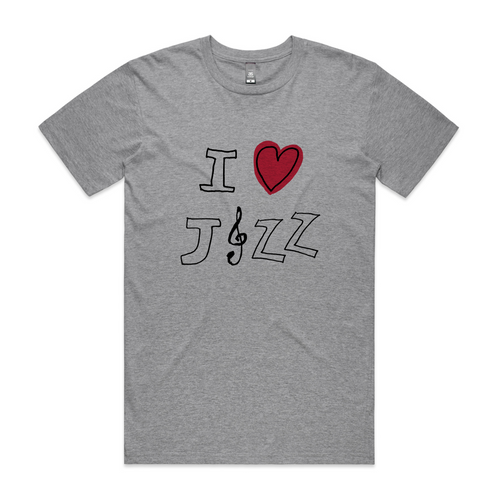 I Heart Jazz Tee by Lonely Kids Club. All clothing from our T-shirts to our shorts and hoodies are ethically made, and printed packed and shipped from Sydney.