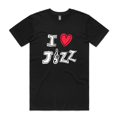 I Heart Jazz Tee by Lonely Kids Club. All clothing from our T-shirts to our shorts and hoodies are ethically made, and printed packed and shipped from Sydney.