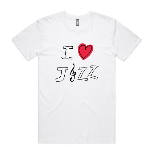 I Heart Jazz Tee by Lonely Kids Club. All clothing from our T-shirts to our shorts and hoodies are ethically made, and printed packed and shipped from Sydney.