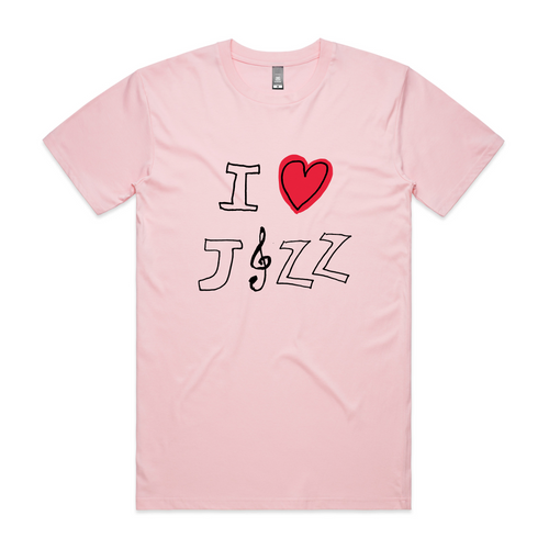 I Heart Jazz Tee by Lonely Kids Club. All clothing from our T-shirts to our shorts and hoodies are ethically made, and printed packed and shipped from Sydney.