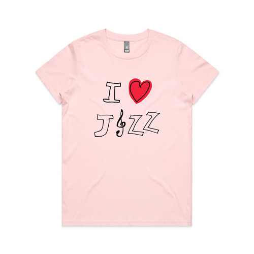 I Heart Jazz Tee by Lonely Kids Club. All clothing from our T-shirts to our shorts and hoodies are ethically made, and printed packed and shipped from Sydney.