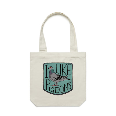 I Like Pigeons Tote by Lonely Kids Club. All clothing from our T-shirts to our shorts and hoodies are ethically made, and printed packed and shipped from Sydney.
