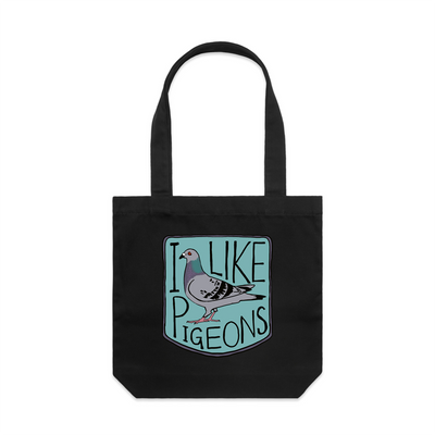 I Like Pigeons Tote by Lonely Kids Club. All clothing from our T-shirts to our shorts and hoodies are ethically made, and printed packed and shipped from Sydney.