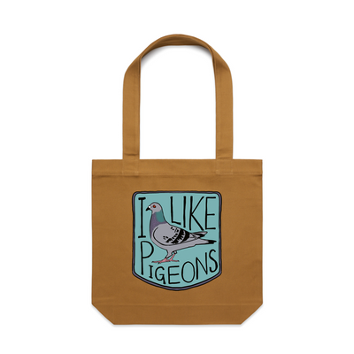I Like Pigeons Tote by Lonely Kids Club. All clothing from our T-shirts to our shorts and hoodies are ethically made, and printed packed and shipped from Sydney.