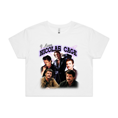 I Love Nicolas Cage Tee by Lonely Kids Club. All clothing from our T-shirts to our shorts and hoodies are ethically made, and printed packed and shipped from Sydney.