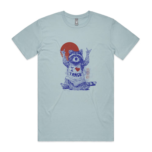 I Love Trash Tee by Lonely Kids Club. All clothing from our T-shirts to our shorts and hoodies are ethically made, and printed packed and shipped from Sydney.