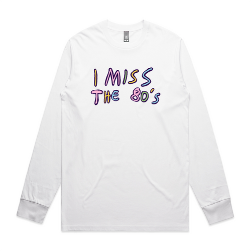 I Miss The 80s Tee by Lonely Kids Club. All clothing from our T-shirts to our shorts and hoodies are ethically made, and printed packed and shipped from Sydney.