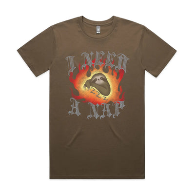 I Need A Nap Tee by Lonely Kids Club. All clothing from our T-shirts to our shorts and hoodies are ethically made, and printed packed and shipped from Sydney.