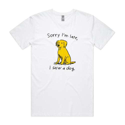 I Saw A Dog Tee by Lonely Kids Club. All clothing from our T-shirts to our shorts and hoodies are ethically made, and printed packed and shipped from Sydney.