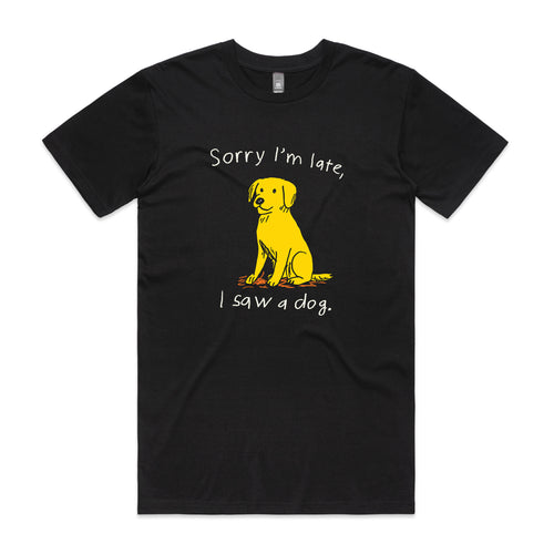 I Saw A Dog Tee by Lonely Kids Club. All clothing from our T-shirts to our shorts and hoodies are ethically made, and printed packed and shipped from Sydney.