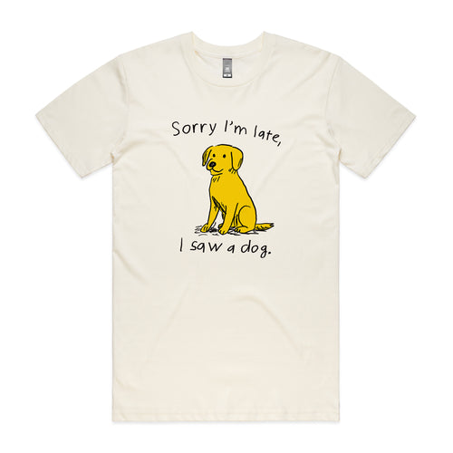 I Saw A Dog Tee by Lonely Kids Club. All clothing from our T-shirts to our shorts and hoodies are ethically made, and printed packed and shipped from Sydney.