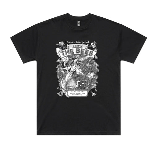 I Serve The Bees Tee by Lonely Kids Club. All clothing from our T-shirts to our shorts and hoodies are ethically made, and printed packed and shipped from Sydney.