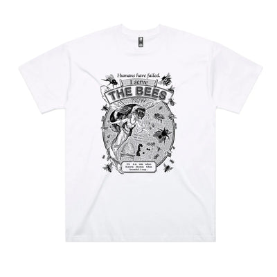 I Serve The Bees Oversized Tee by Lonely Kids Club. All clothing from our T-shirts to our shorts and hoodies are ethically made, and printed packed and shipped from Sydney.