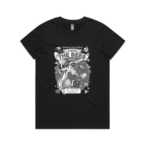 I Serve The Bees Tee by Lonely Kids Club. All clothing from our T-shirts to our shorts and hoodies are ethically made, and printed packed and shipped from Sydney.