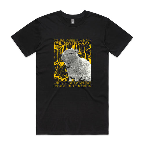 I Will Never Be Normal Tee by Lonely Kids Club. All clothing from our T-shirts to our shorts and hoodies are ethically made, and printed packed and shipped from Sydney.