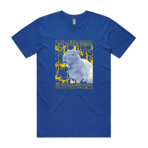 I Will Never Be Normal Tee by Lonely Kids Club. All clothing from our T-shirts to our shorts and hoodies are ethically made, and printed packed and shipped from Sydney.