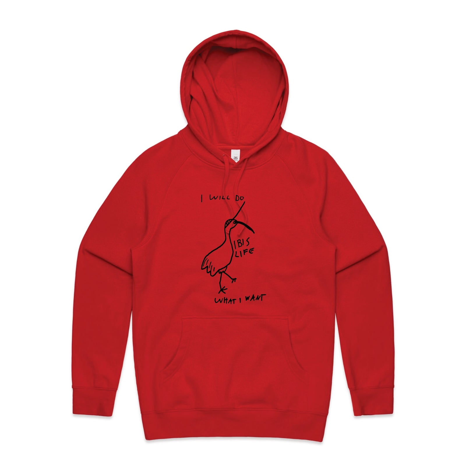Red regular hoodie with Do What I Want Ibis Life Hoodie graphic by Lonely Kids Club