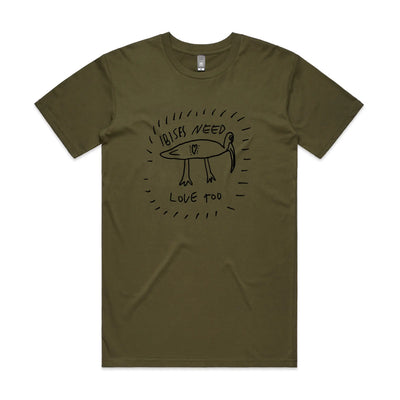 Ibises Need Love Too Tee by Lonely Kids Club. All clothing from our T-shirts to our shorts and hoodies are ethically made, and printed packed and shipped from Sydney.