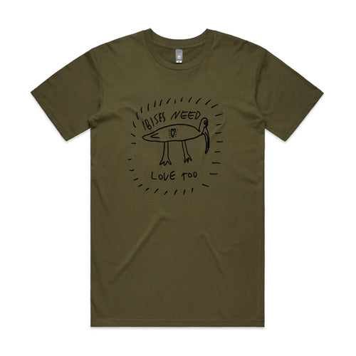 Ibises Need Love Too Tee by Lonely Kids Club. All clothing from our T-shirts to our shorts and hoodies are ethically made, and printed packed and shipped from Sydney.