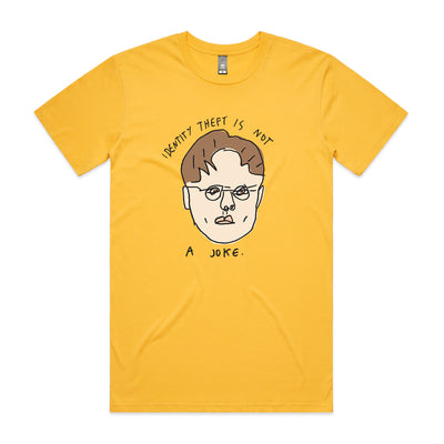 Identity Theft Tee by Lonely Kids Club. All clothing from our T-shirts to our shorts and hoodies are ethically made, and printed packed and shipped from Sydney.