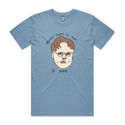 Identity Theft Tee by Lonely Kids Club. All clothing from our T-shirts to our shorts and hoodies are ethically made, and printed packed and shipped from Sydney.