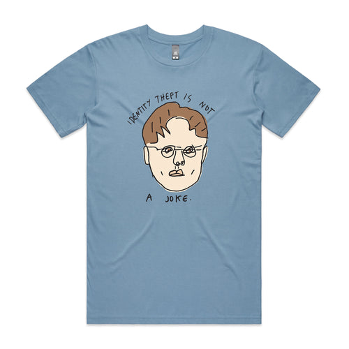 Identity Theft Tee by Lonely Kids Club. All clothing from our T-shirts to our shorts and hoodies are ethically made, and printed packed and shipped from Sydney.