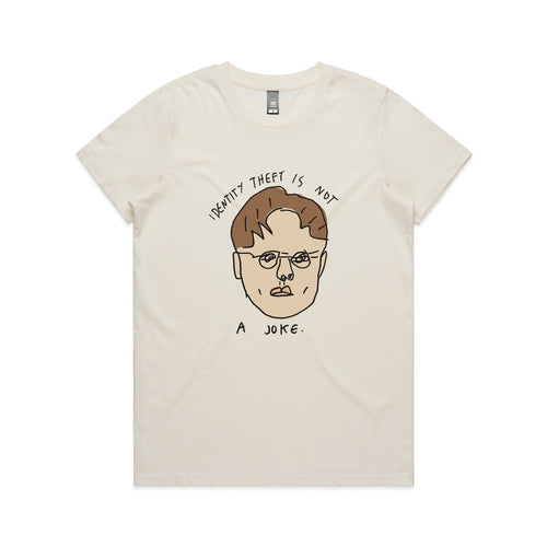 Identity Theft Tee by Lonely Kids Club. All clothing from our T-shirts to our shorts and hoodies are ethically made, and printed packed and shipped from Sydney.